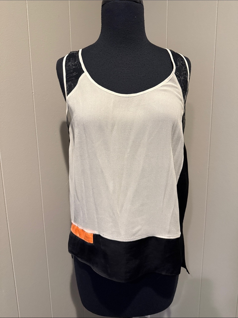 Helmut Lang Women’s Medium Asymmetrical Sheer Colorblock Tank